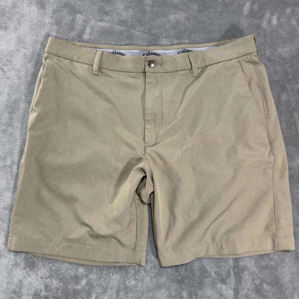Callaway Golf Shorts Mens Size 38 Performance Polyester Beige Khaki Tan
